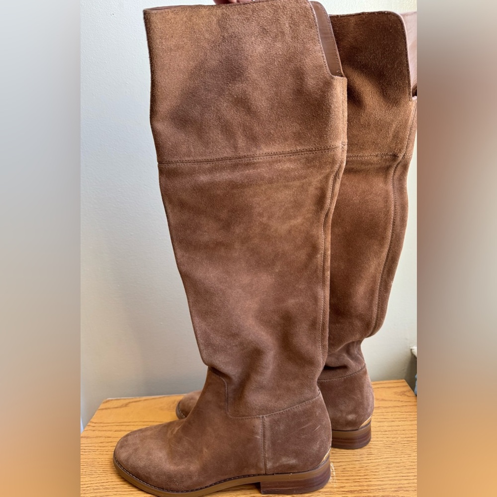 Brown Suede Knee-High Boots